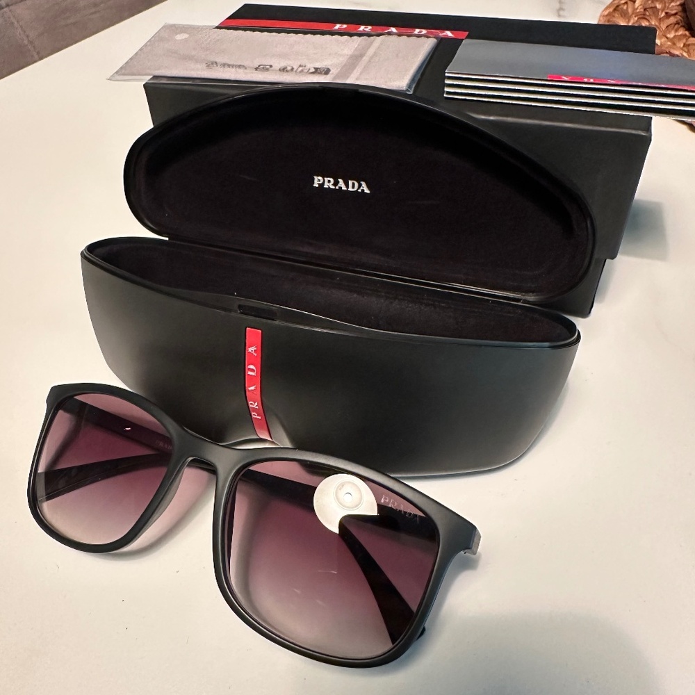 PRADA Linea Rossa Square Men's Sunglasses - Black Rubber